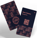 ConnectVith.Me Portrait NFC Business Card – Woven Crosshatch Design | Dark Navy & Rose Gold Smart Digital Visiting Card