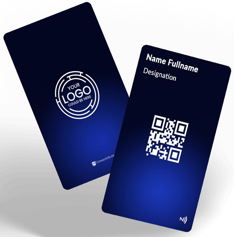 ConnectVith.Me Portrait NFC Business Card – Deep Blue Gradient Design | Clean Minimal Smart Digital Visiting Card