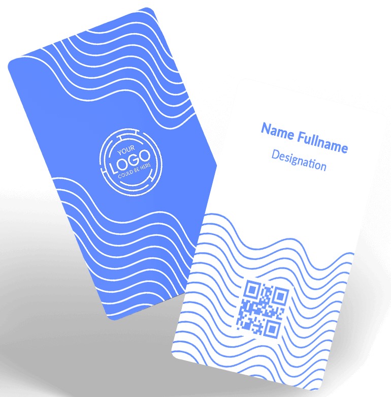 ConnectVith.Me Portrait NFC Business Card – Blue Wave Abstract Design | Fresh Clean Smart Digital Visiting Card