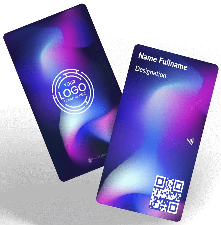 ConnectVith.Me Portrait NFC Business Card – Aurora Holographic Gradient Design | Premium Vibrant Smart Digital Visiting Card