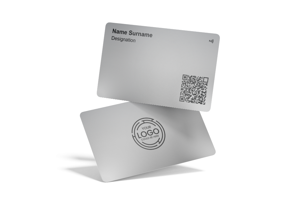 ConnectVith.Me Premium Silver Metal NFC Business Card | Elegant Smart Digital Visiting Card